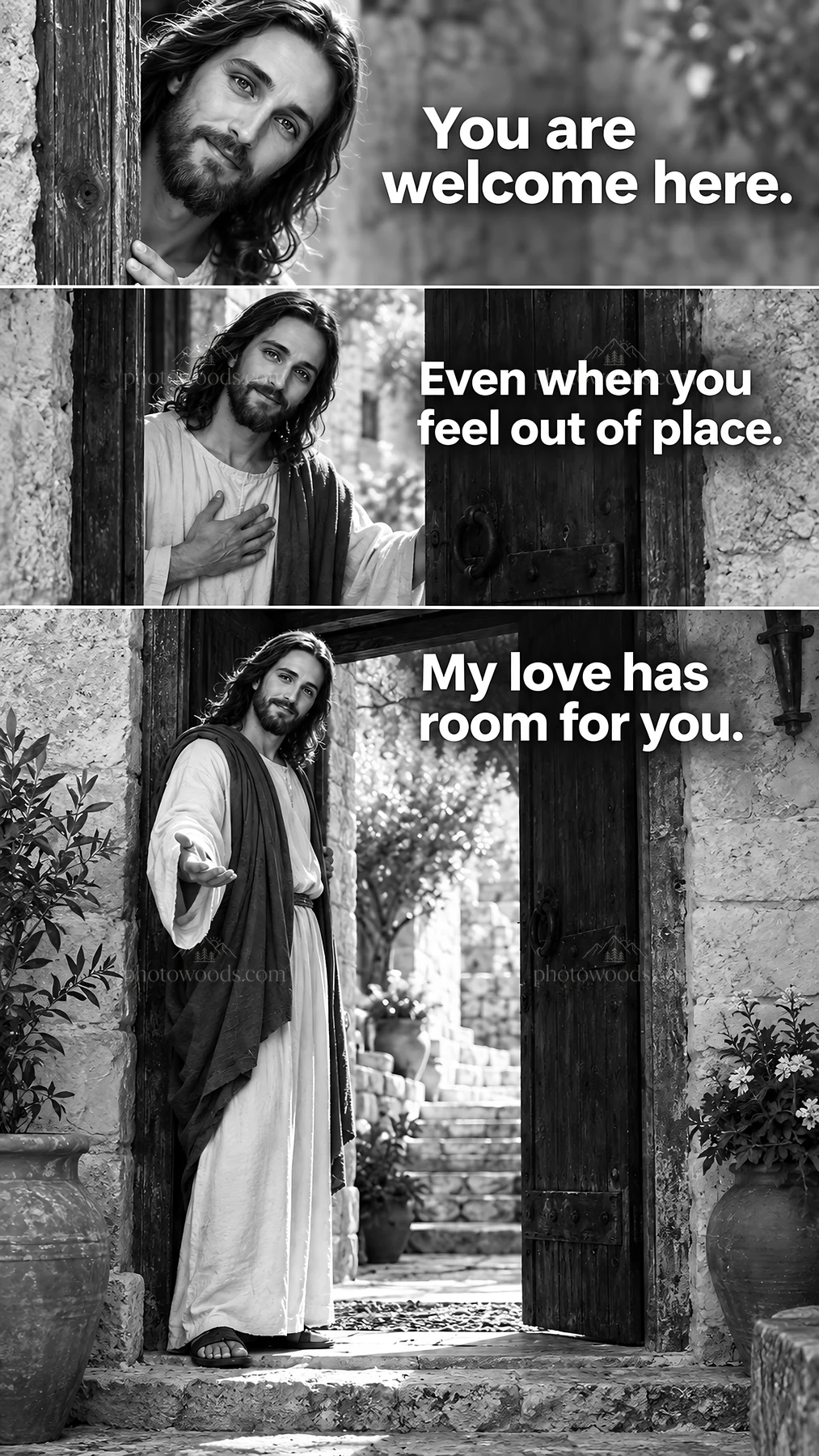 Jesus Christ welcomes and comforts those feeling out of place - AI-generated stock image