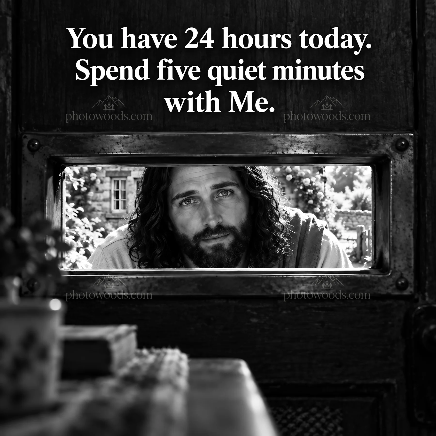 Jesus Christ invites to spend quiet time together - AI-generated stock image