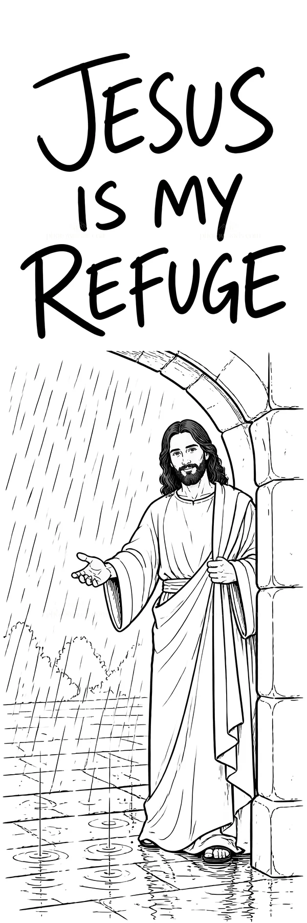 Jesus Christ offering comfort with open arms - AI-generated stock image