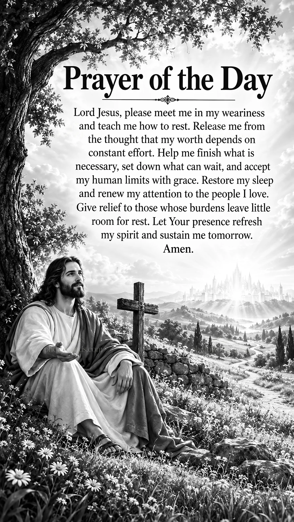 Jesus Christ teaching about rest and renewal - AI-generated stock image