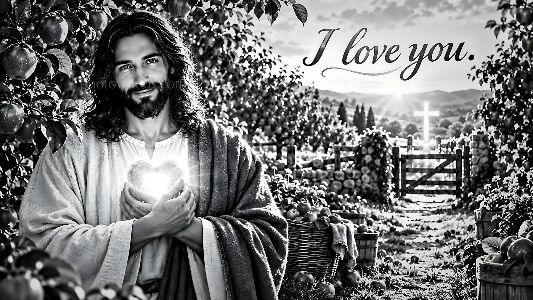 Kindness in the harvest orchard - AI-generated stock image