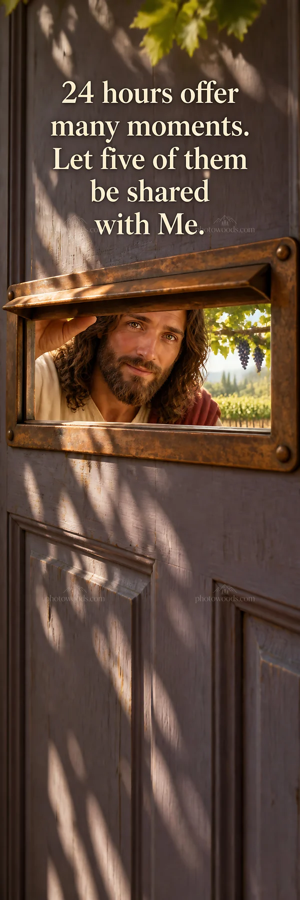 Jesus Christ inviting the viewer at a door - AI-generated stock image