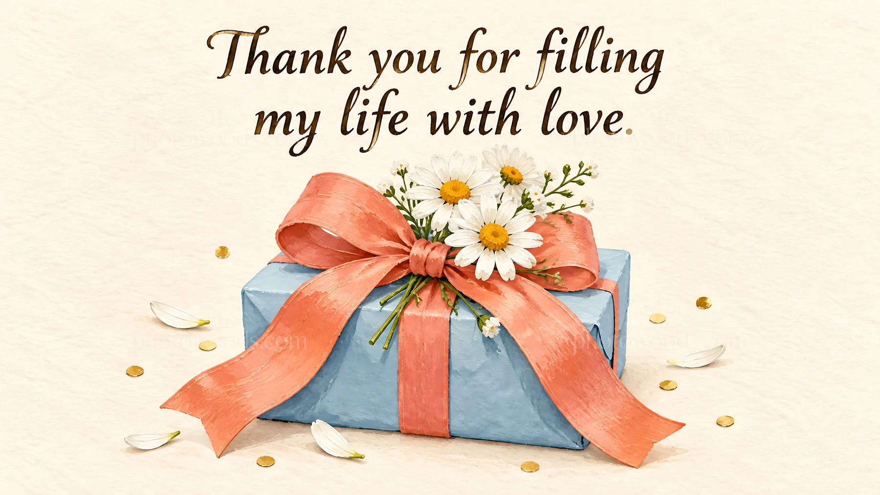 Love Greeting with a Daisy-Topped Gift - AI-generated stock image