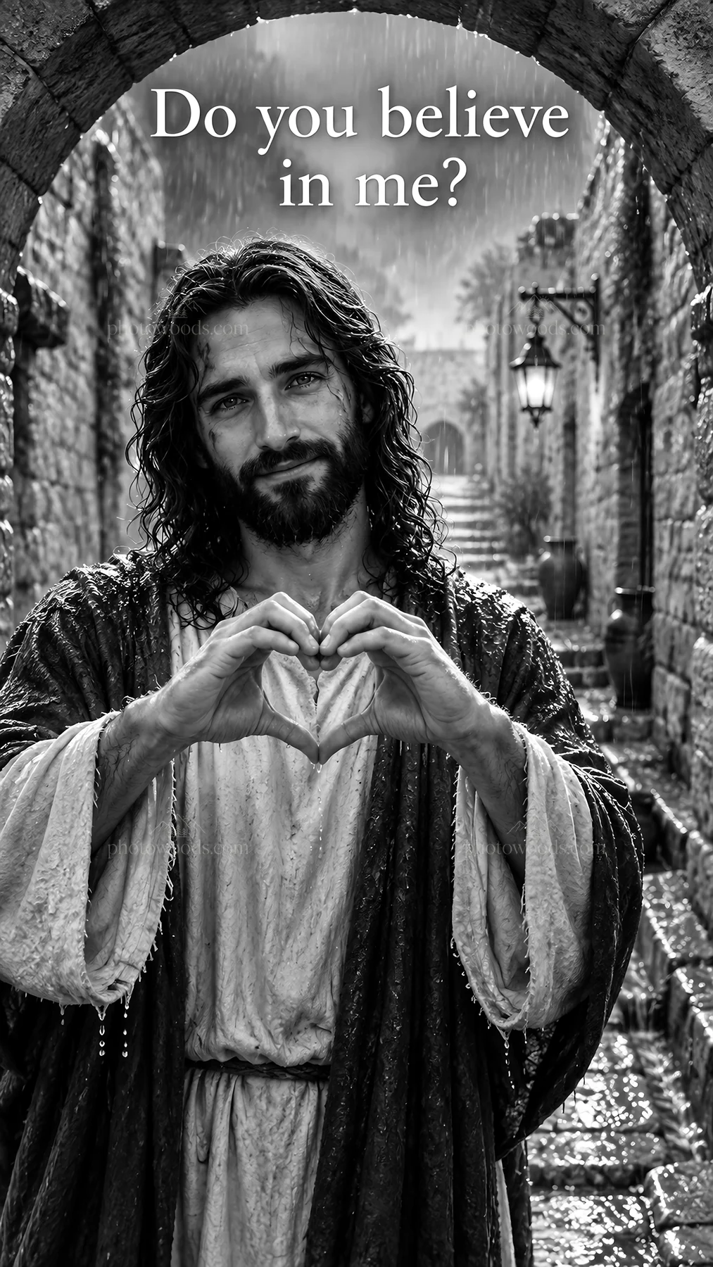 Jesus Christ asking, Do you believe in me? - AI-generated stock image