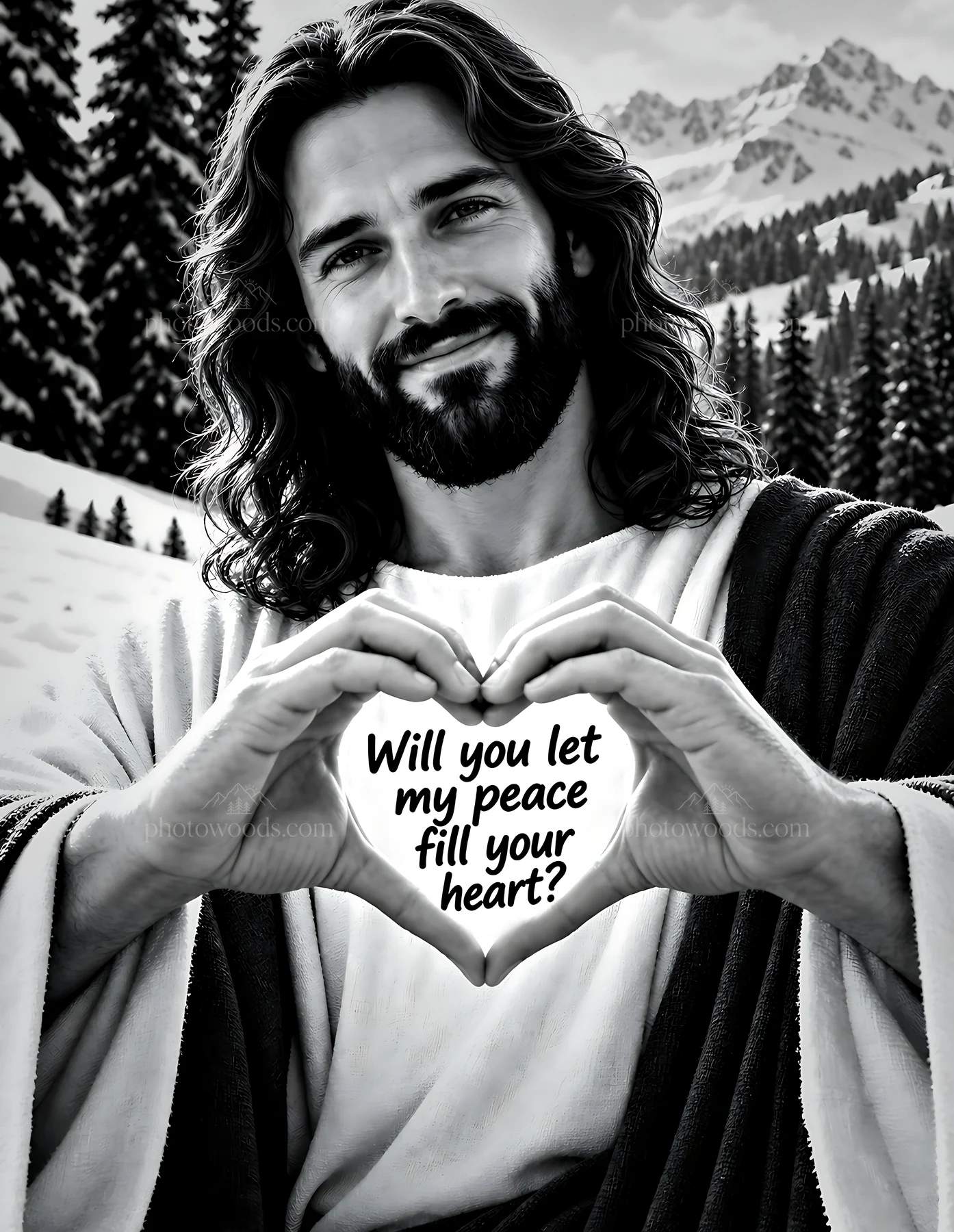 Peace by the snowfield - AI-generated stock image