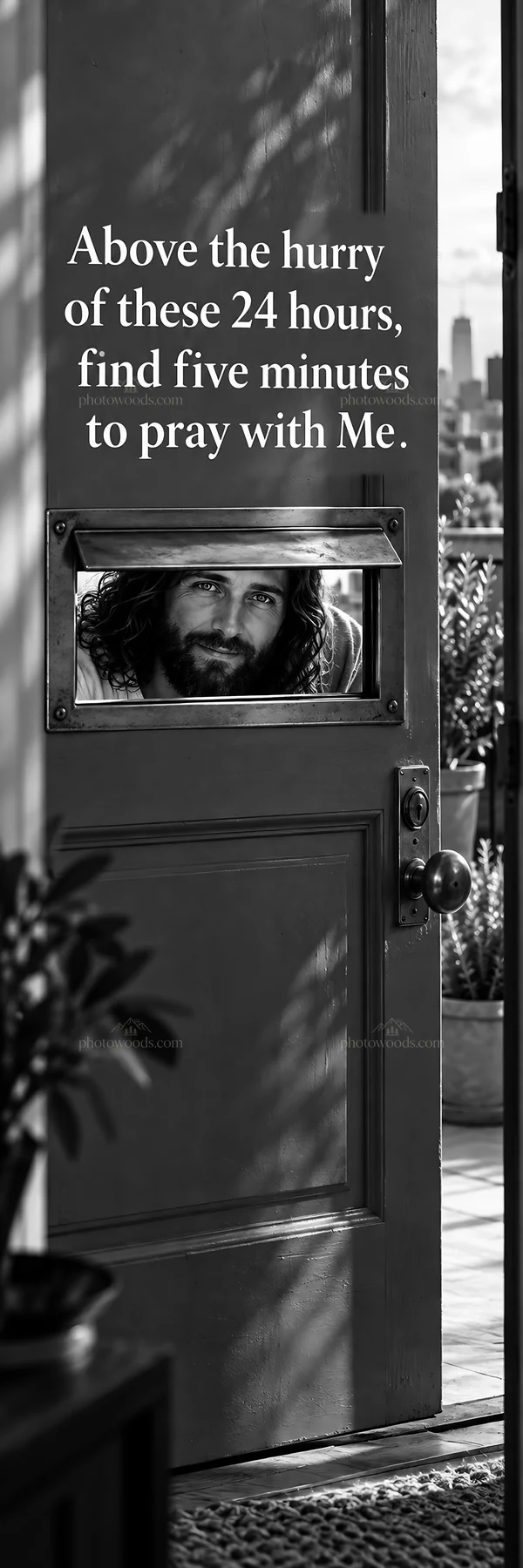 Jesus Christ invites prayer in a contemporary setting - AI-generated stock image