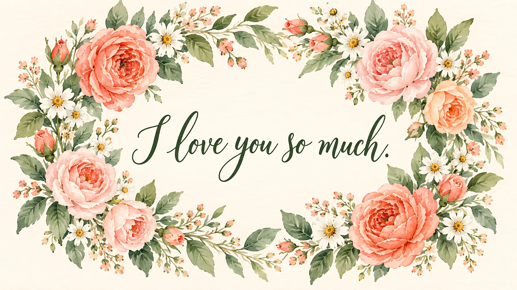 I Love You So Much Floral Greeting - AI-generated stock image