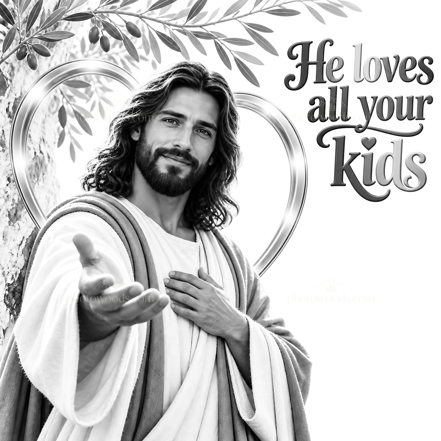 Jesus Christ extends love and compassion to children - AI-generated stock image