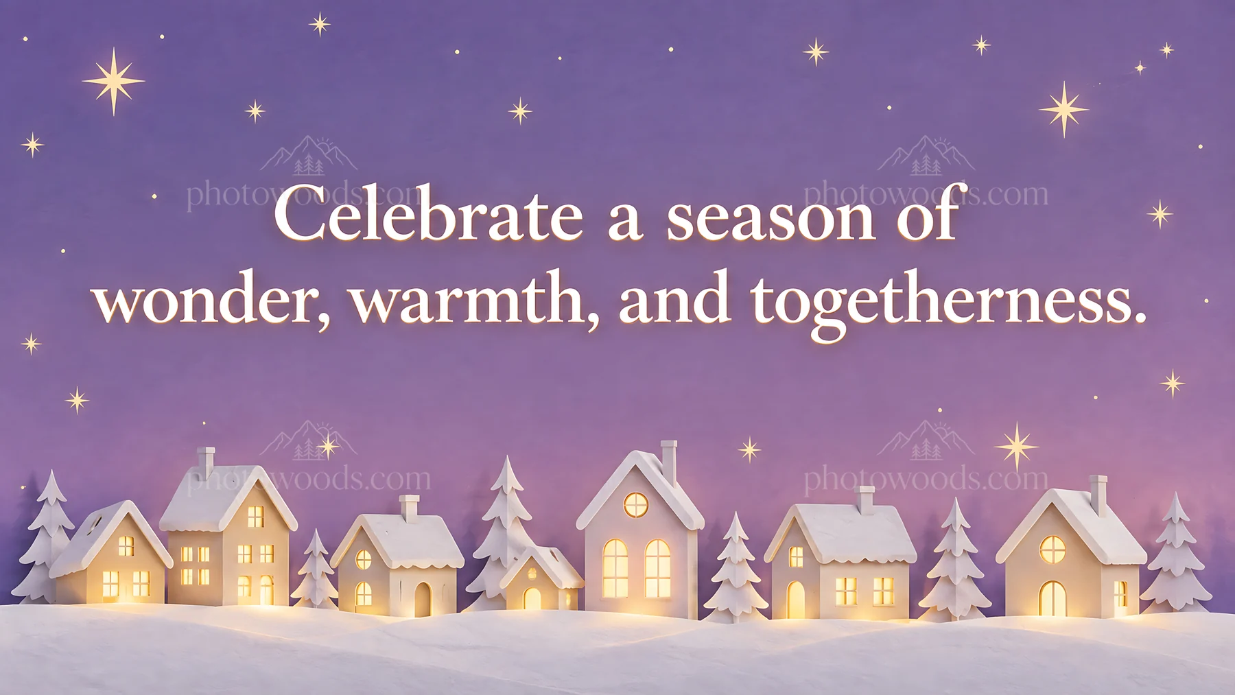 Christmas Village Beneath a Starry Purple Sky - AI-generated stock image
