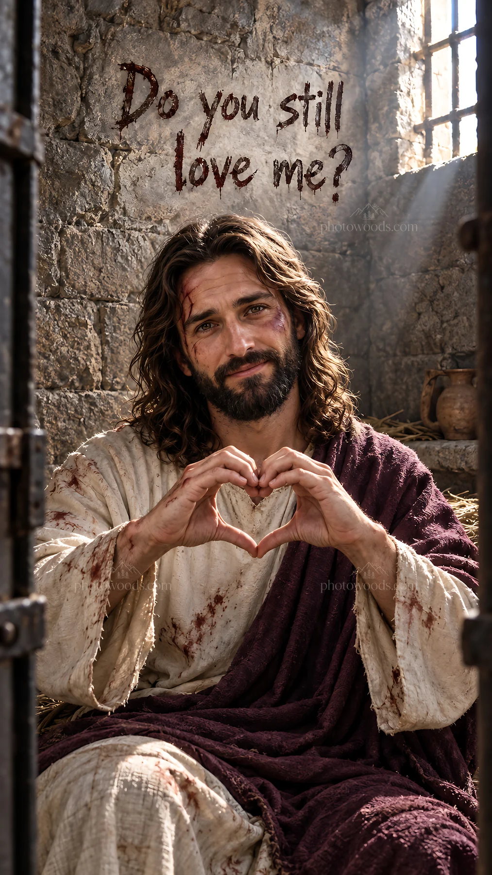Jesus Christ asking do you still love me - AI-generated stock image
