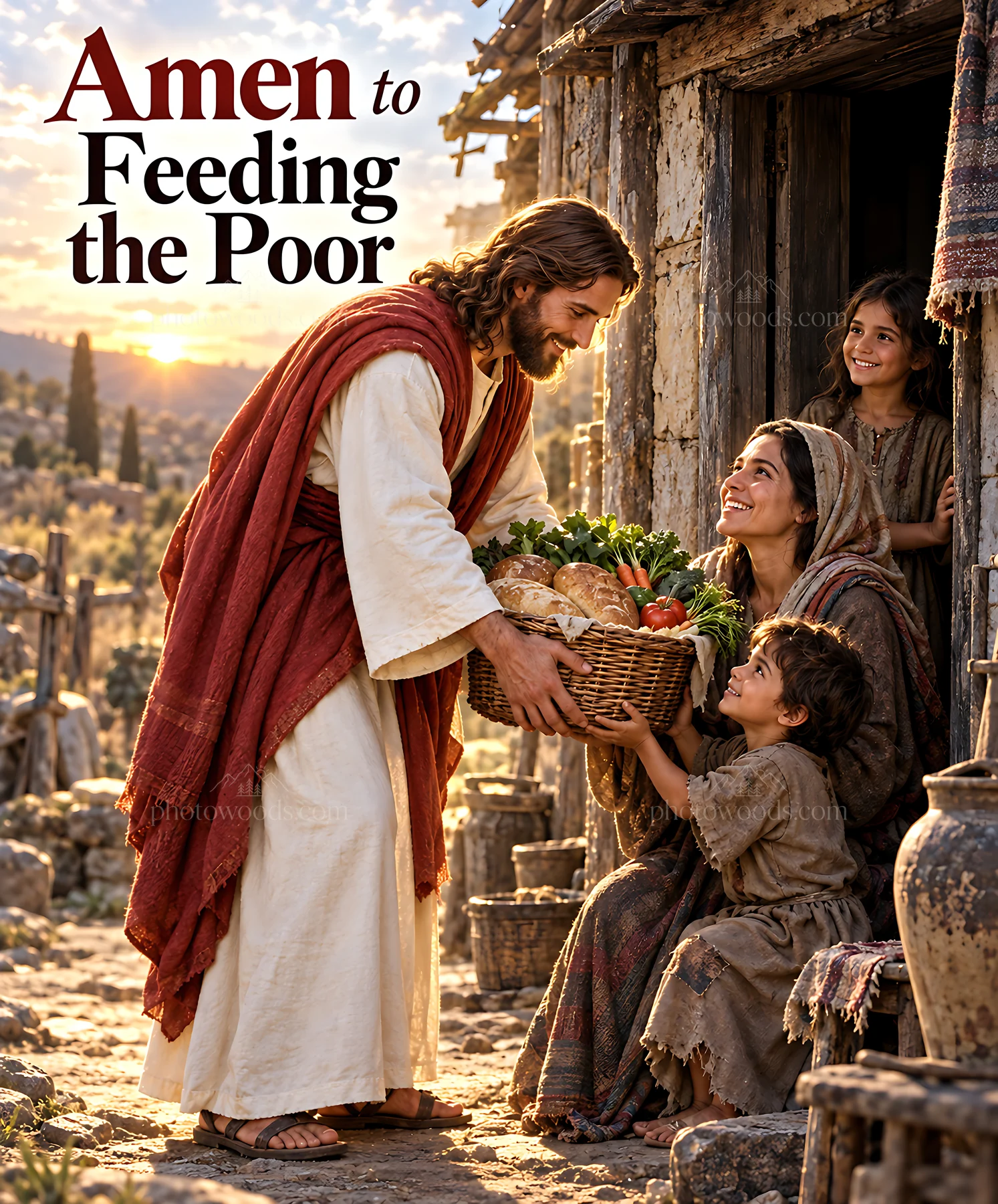 Bread at the door delivering food to the needy - AI-generated stock image