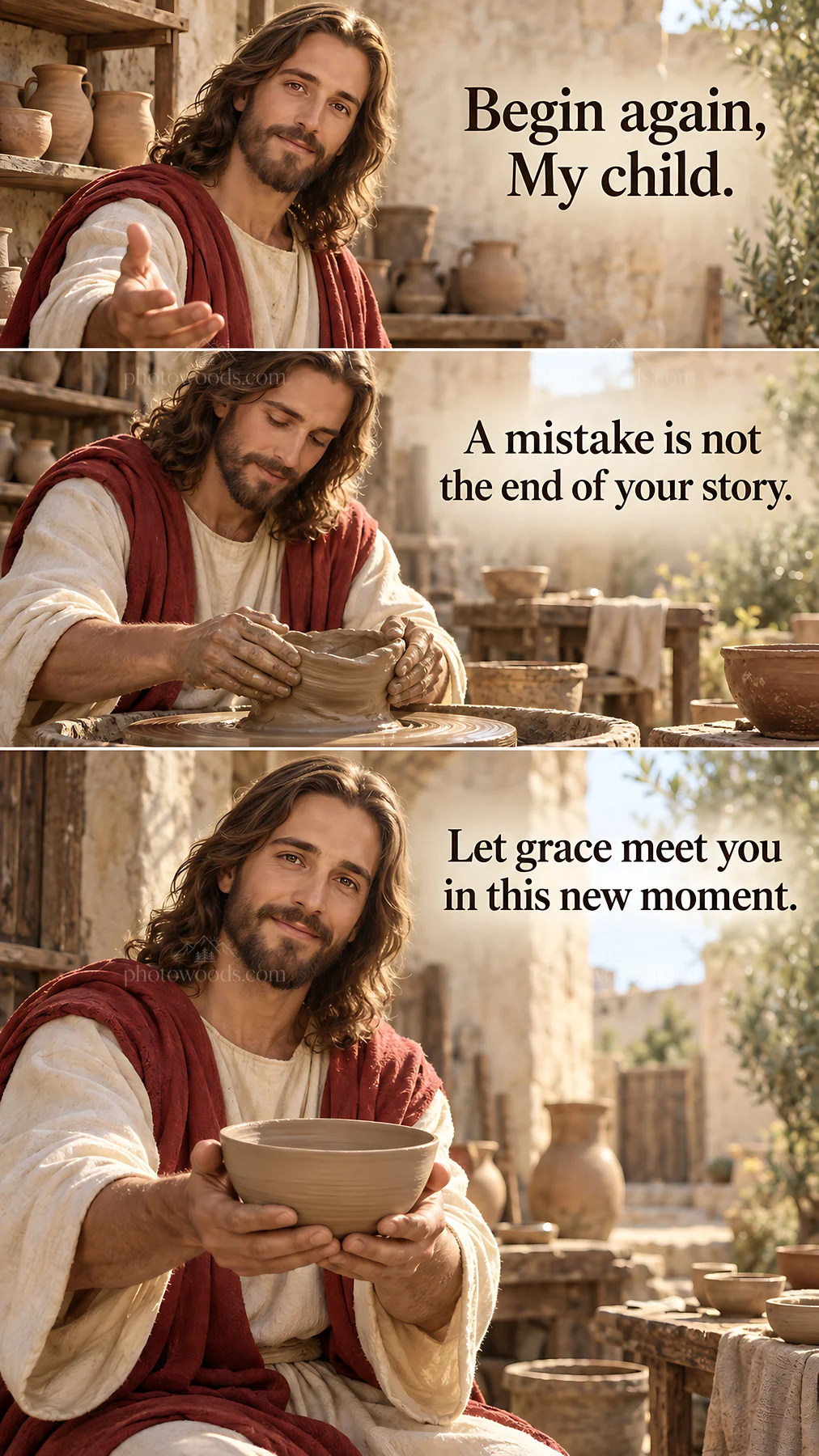 Jesus Christ inviting you to start anew with grace - AI-generated stock image