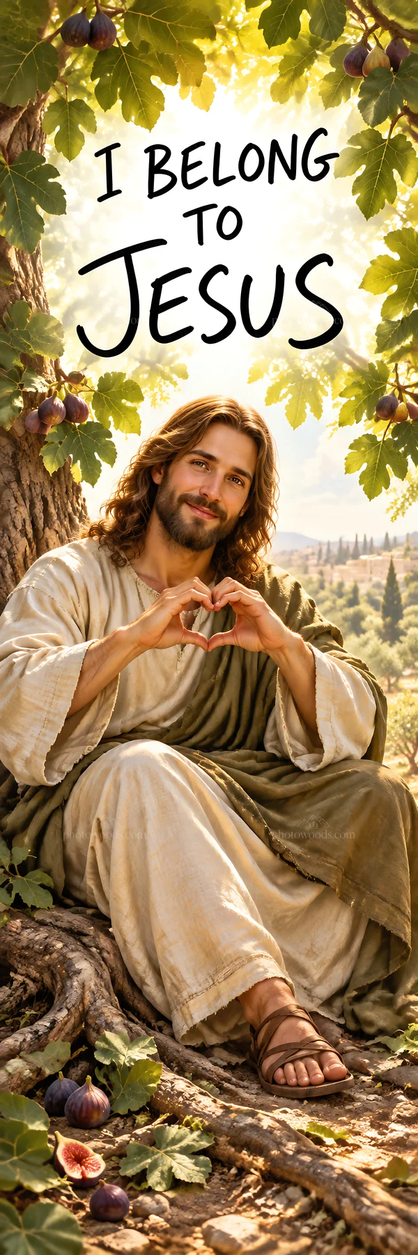 Jesus Christ welcoming viewers with a heart gesture - AI-generated stock image
