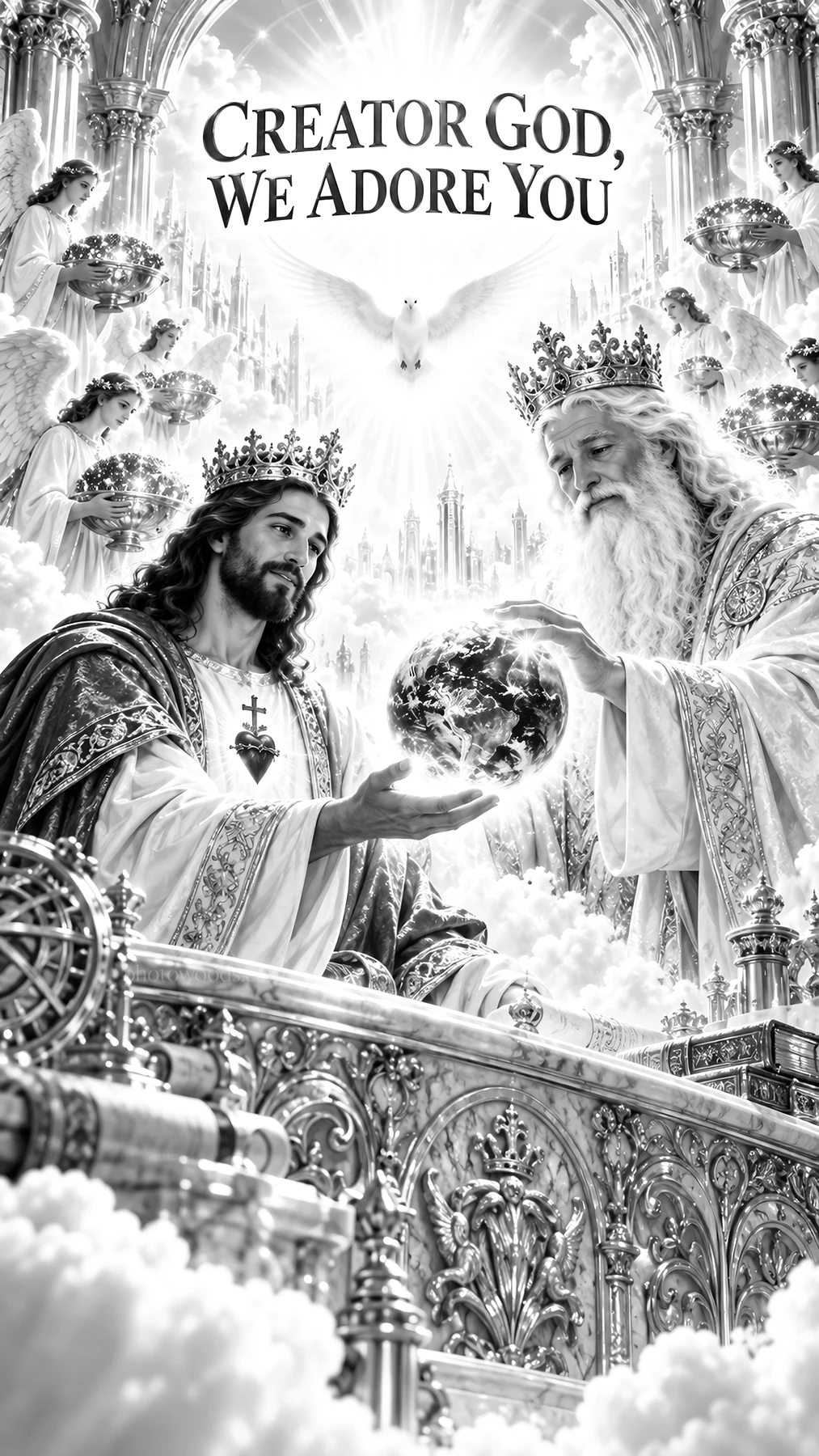 Jesus Christ and God the Father in divine unity - AI-generated stock image