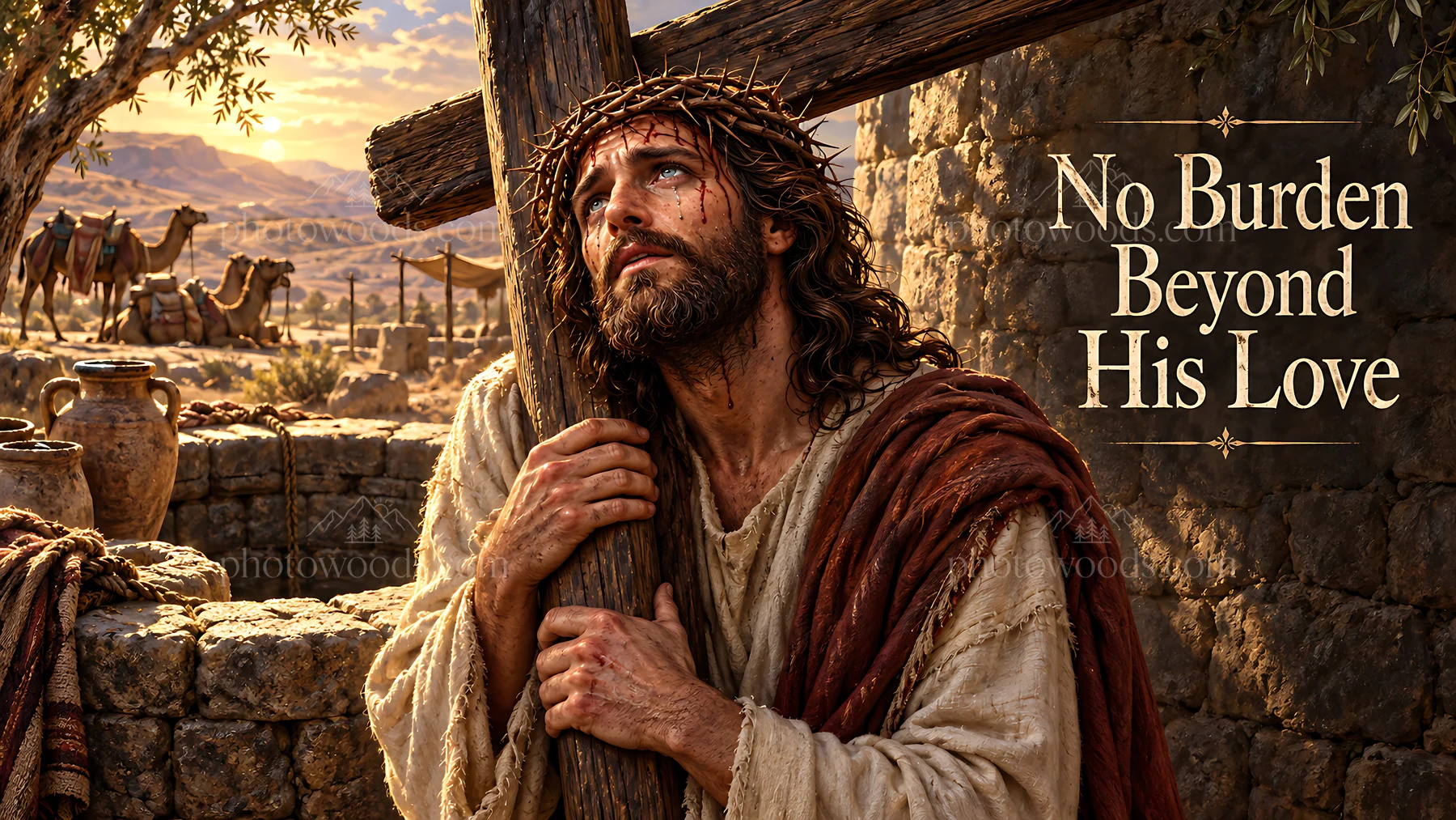 No burden beyond his love in a desert landscape - AI-generated stock image