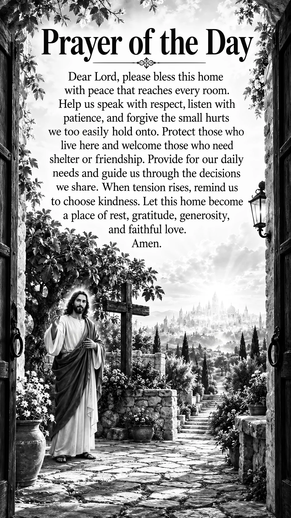 Jesus Christ guiding through prayer and compassion - AI-generated stock image