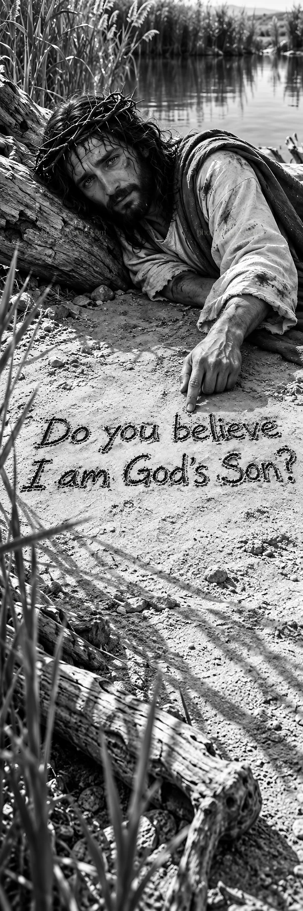 Jesus Christ asking for belief in God's Son - AI-generated stock image