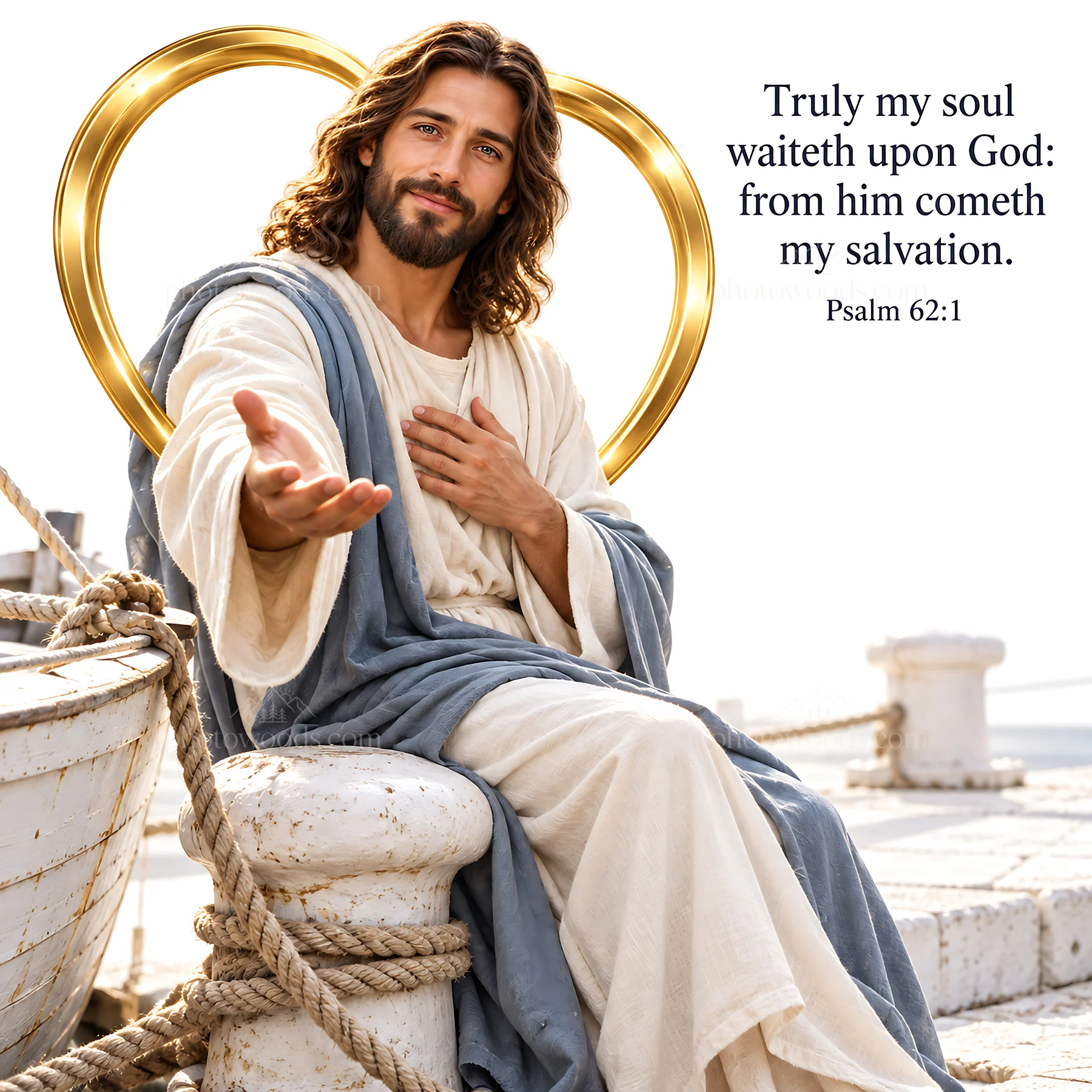 Jesus Christ welcoming with a message of hope - AI-generated stock image