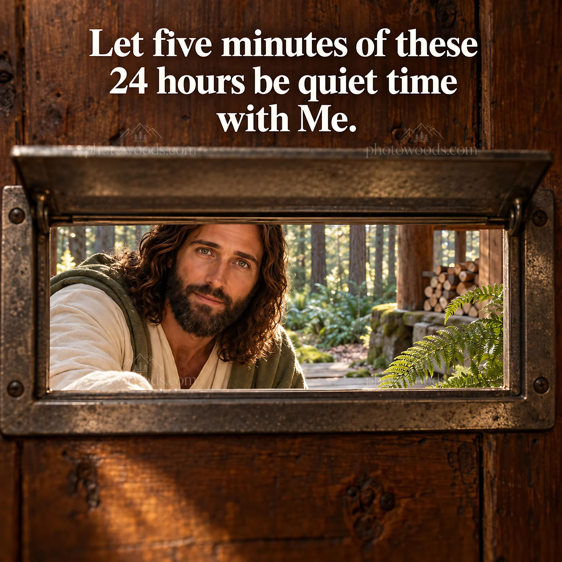 Jesus Christ inviting quiet time with Me - AI-generated stock image