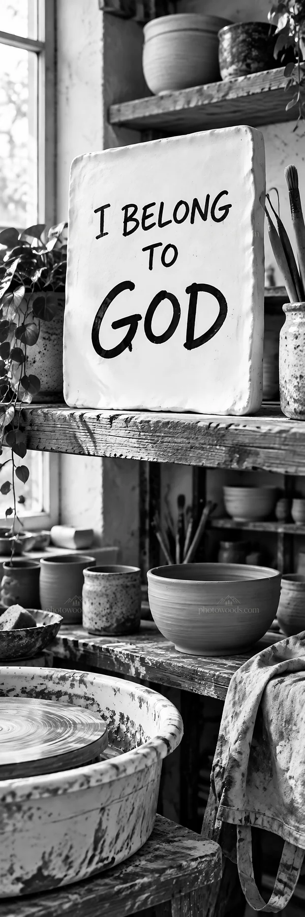 Jesus Christ connects believers with God in a pottery workshop - AI-generated stock image