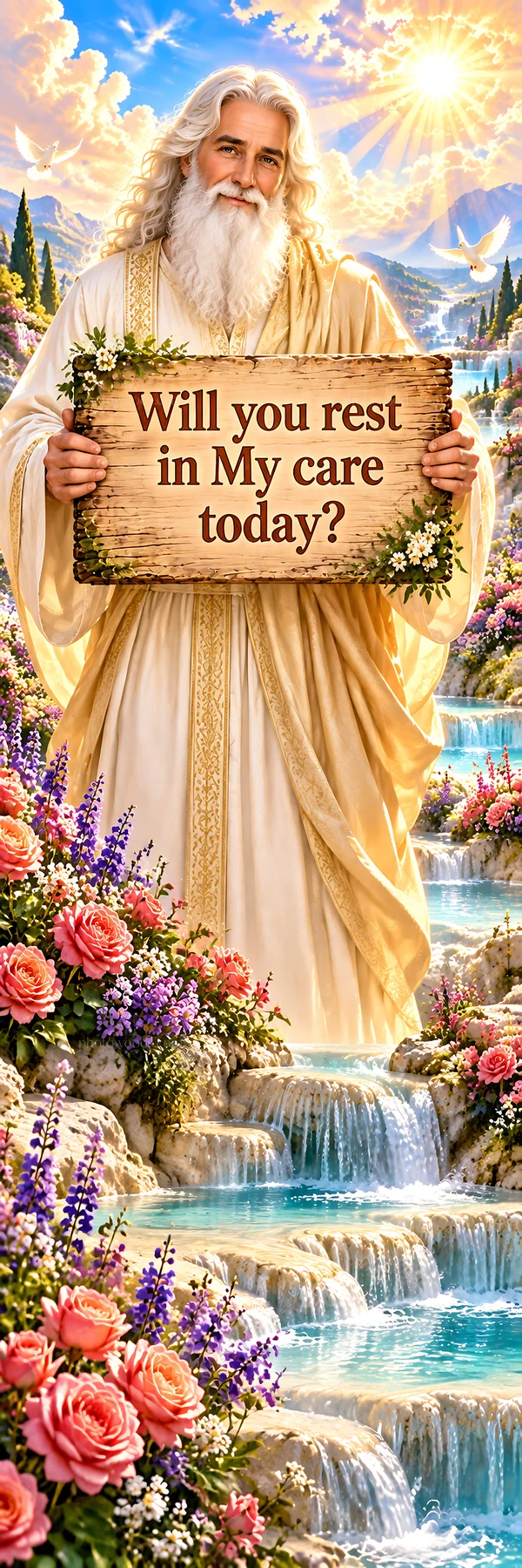 Jesus Christ inviting you to rest in His care - AI-generated stock image
