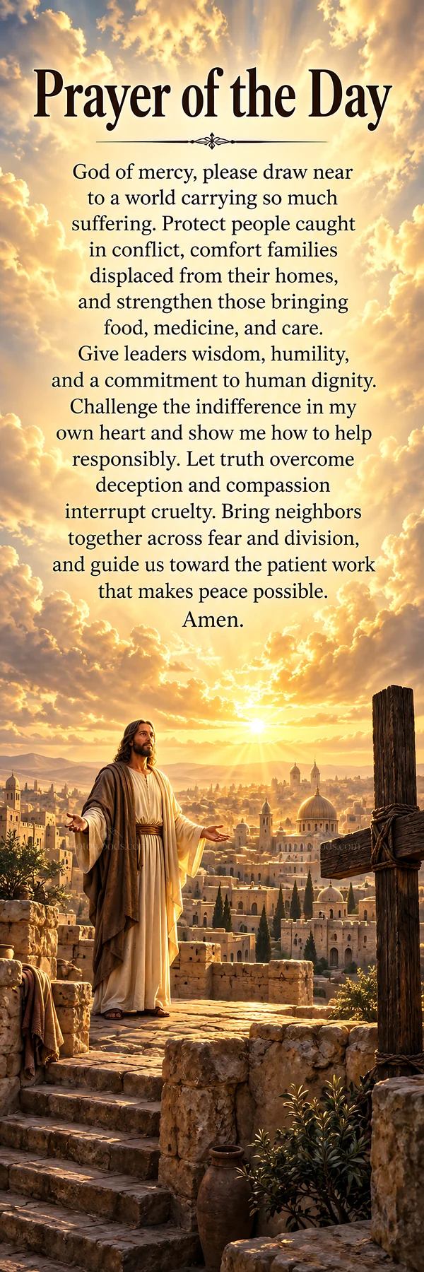 Jesus Christ praying for mercy and compassion - AI-generated stock image
