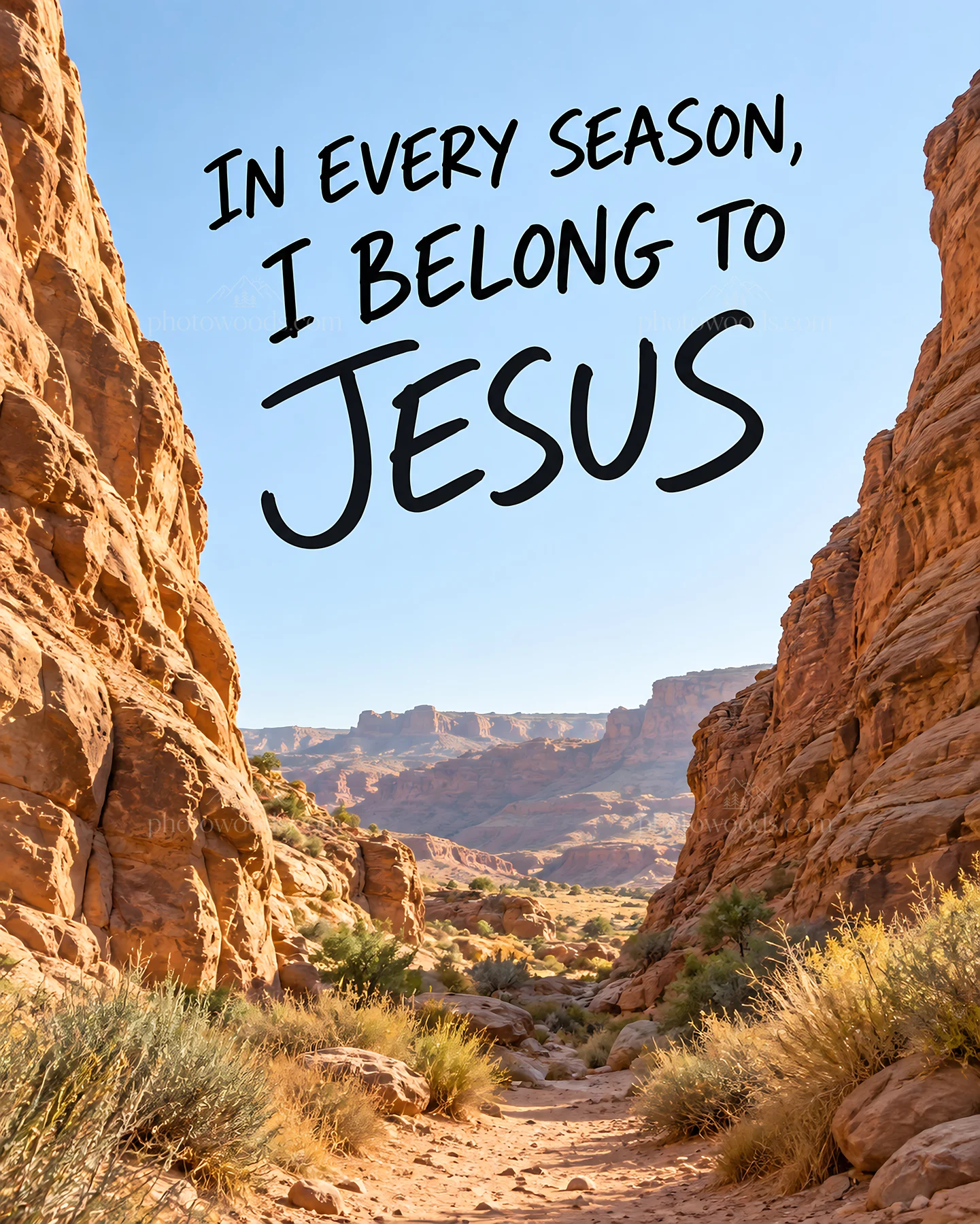 Jesus Christ in every season, I belong to Jesus - AI-generated stock image