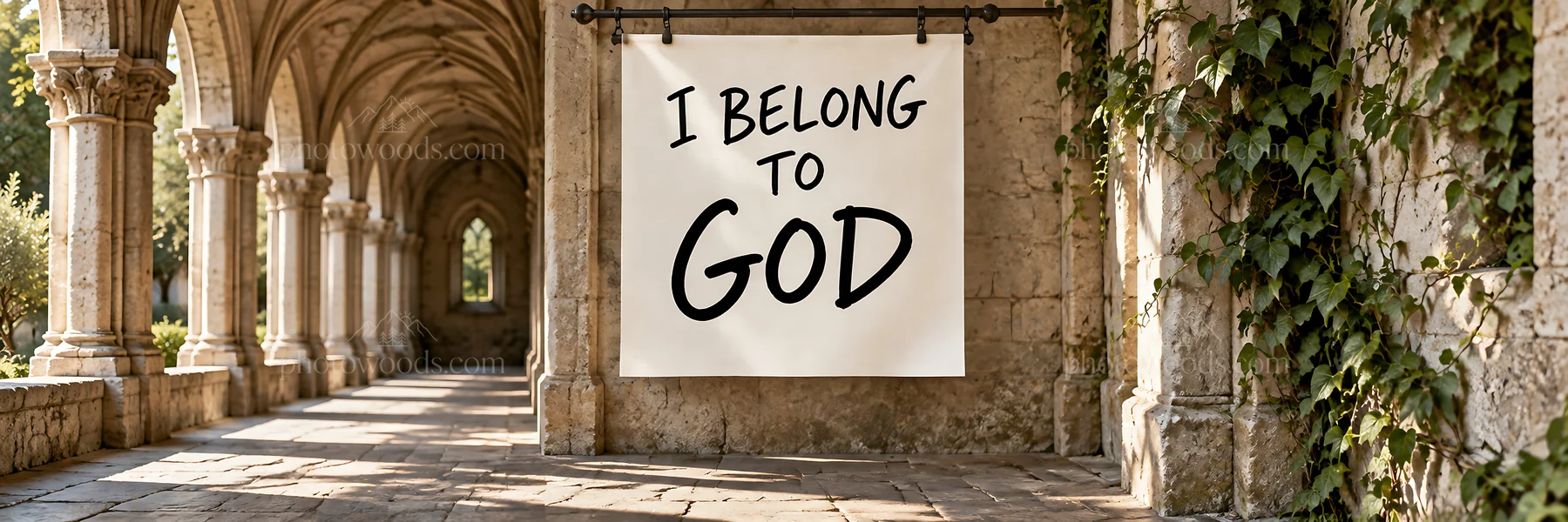 Jesus Christ welcomes with the message I belong to God - AI-generated stock image