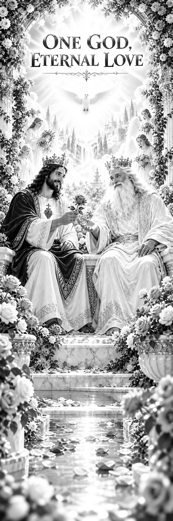 Jesus Christ shares eternal love and compassion with God - AI-generated stock image