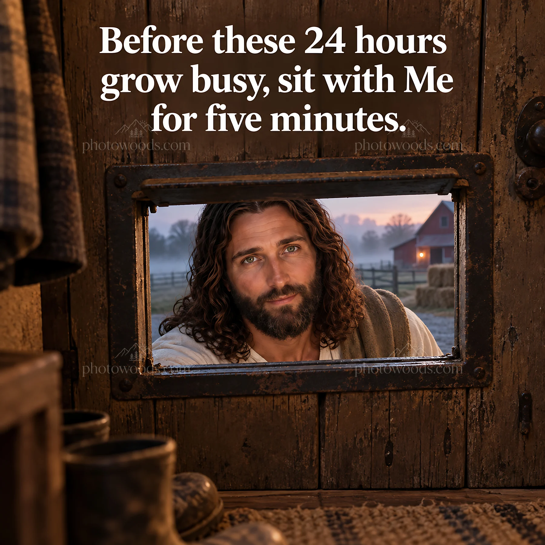 Jesus Christ inviting reflection and stillness - AI-generated stock image