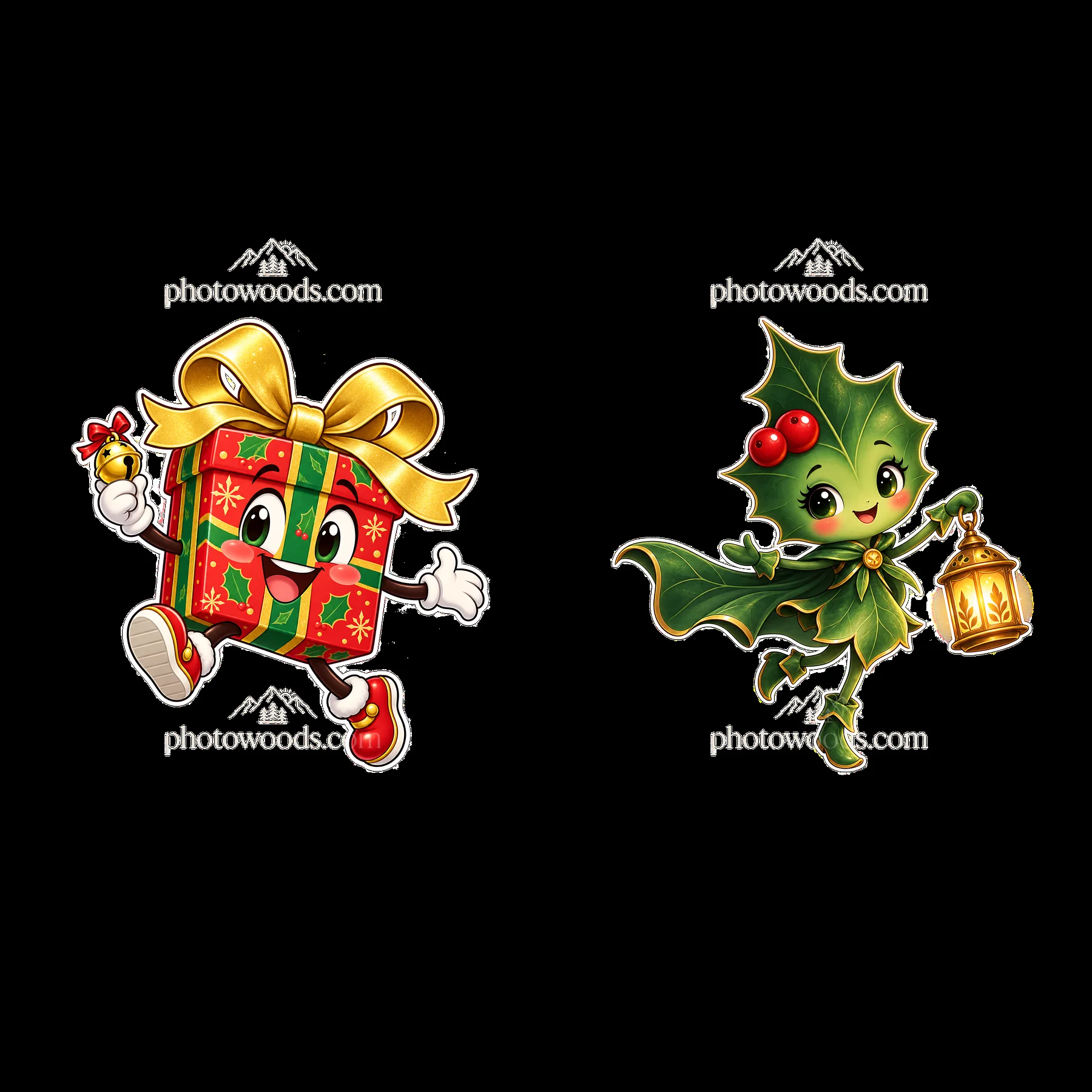 Two isolated cartoon figure stickers - AI-generated stock image