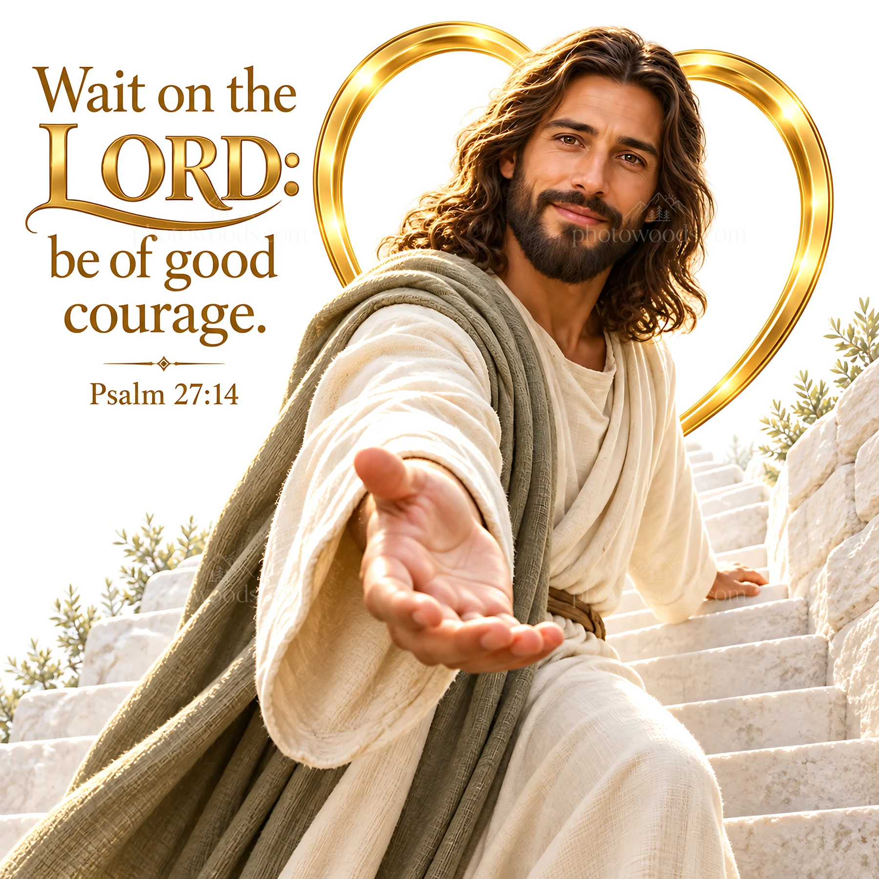 Jesus Christ inviting and encouraging with open arms - AI-generated stock image