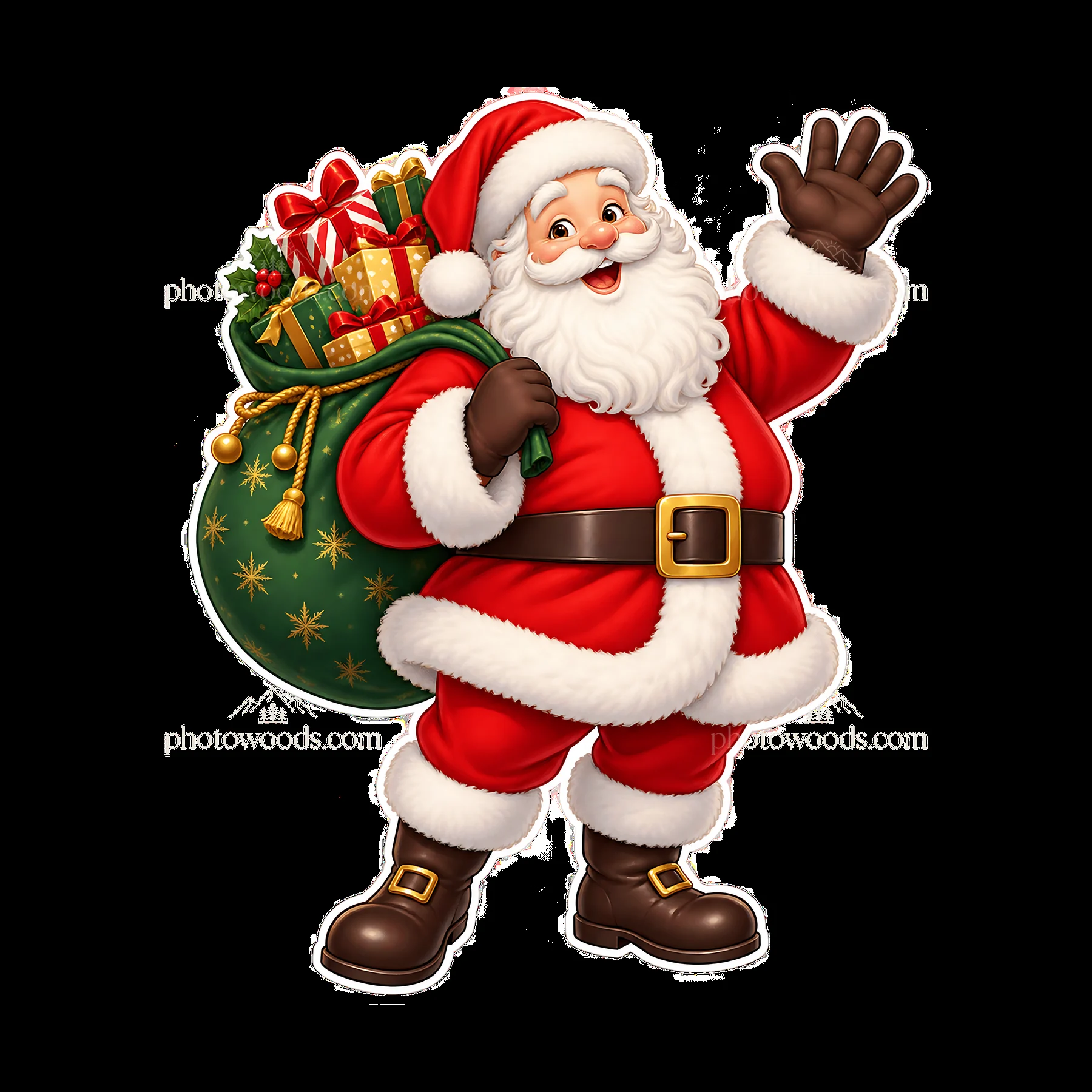 Waving Santa with a Gift Sack - AI-generated stock image