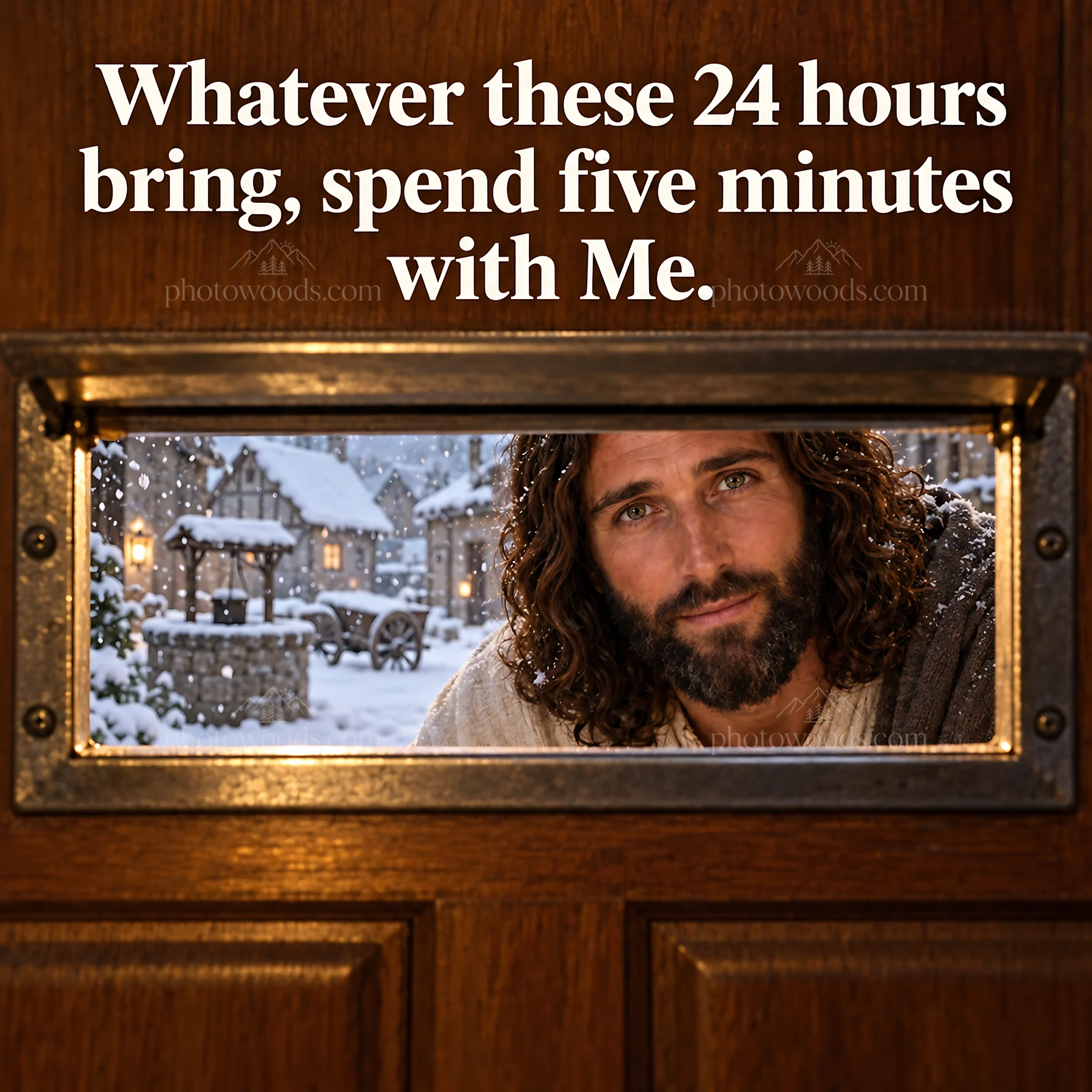 Jesus Christ at the door inviting reflection and connection - AI-generated stock image