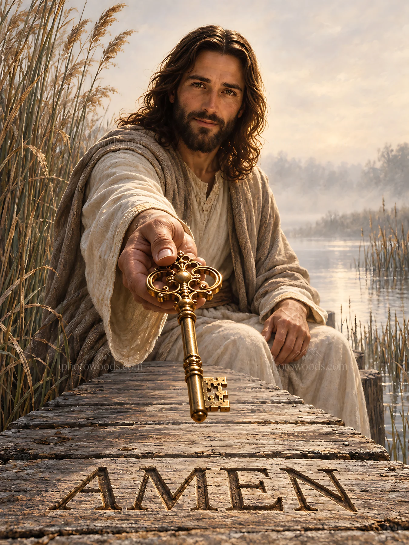 Key held by a figure at the Reed Marsh - AI-generated stock image