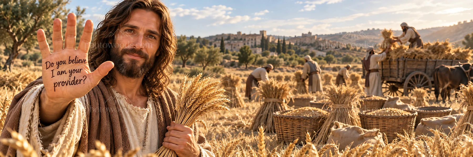 Jesus Christ asking if you believe He is your provider - AI-generated stock image