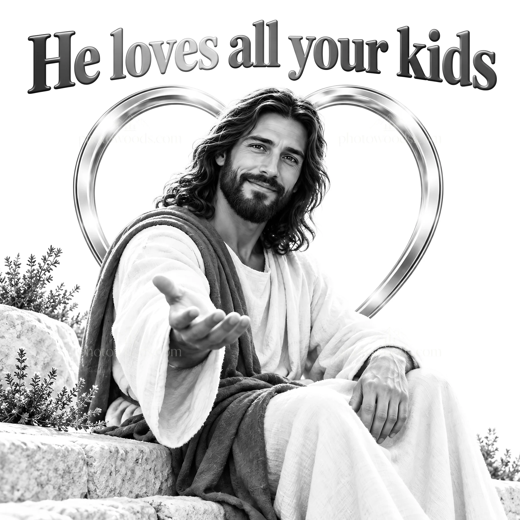 Jesus Christ welcomes with open arms - AI-generated stock image