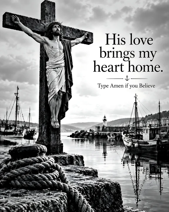 Compassion at the Harbor in black and white - AI-generated stock image