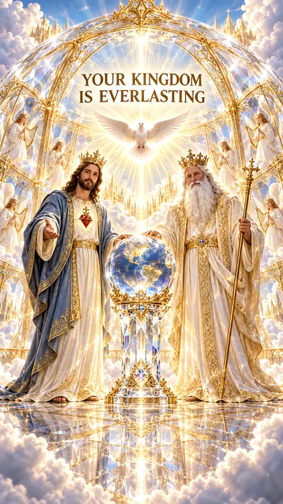 Jesus Christ and God the Father in everlasting kingdom scene - AI-generated stock image