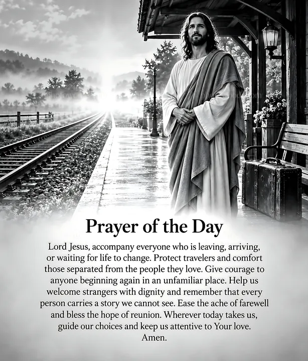 Compassion at the railway platform - AI-generated stock image
