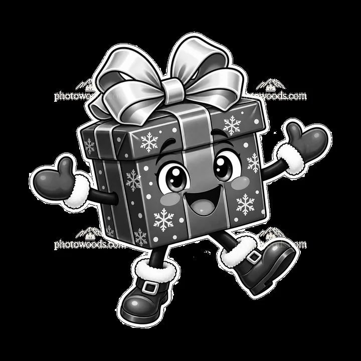 Happy cartoon gift box character with arms and legs - AI-generated stock image