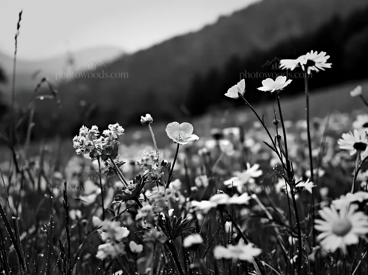 Colorful buttercup meadow with flowers and greenery - AI-generated stock image