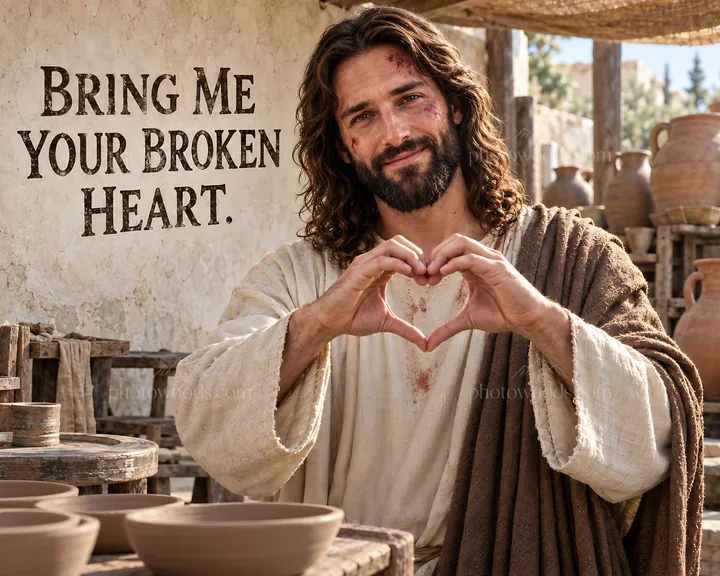 Jesus Christ inviting people to share their burdens - AI-generated stock image