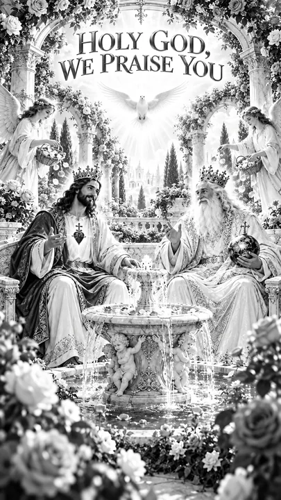 Jesus Christ and God the Father in a divine gathering - AI-generated stock image