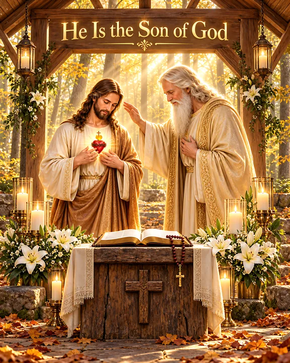 Comfort in the woodland chapel - AI-generated stock image