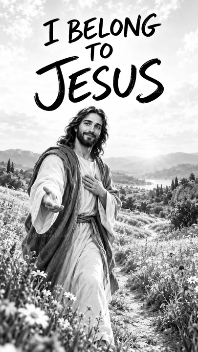 Jesus Christ inviting a follower along a path - AI-generated stock image