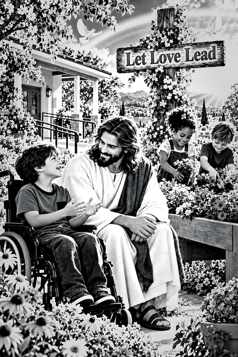 Care in the Healing Garden with children in a garden setting - AI-generated stock image