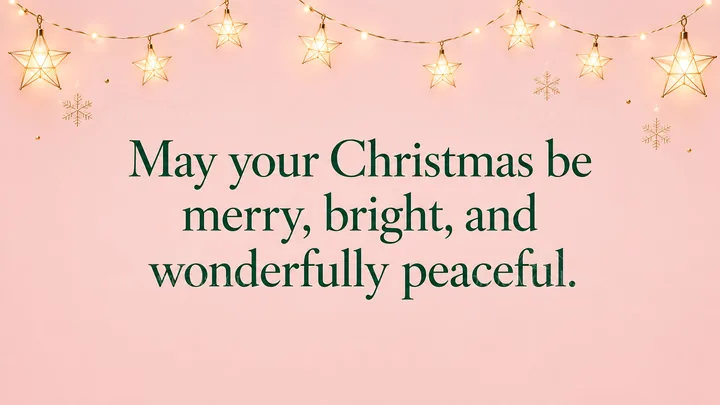 Peaceful Christmas Greeting with Golden Star Lights - AI-generated stock image