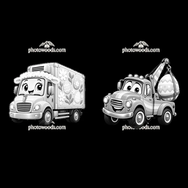 Easter-themed truck and delivery vehicle with decorations - AI-generated stock image