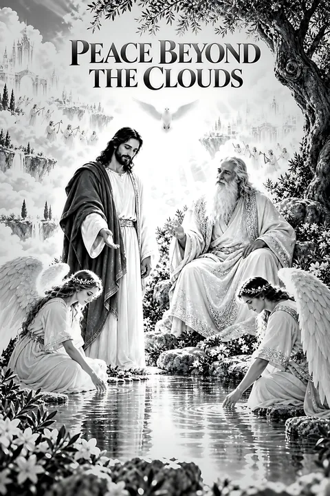 Peace beyond the clouds - AI-generated stock image